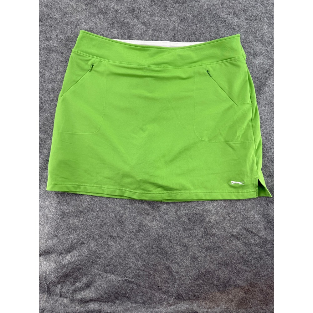 Slazenger Golf Skort Womens XL Lime Green Neon Built-in Shorts Pockets Tennis